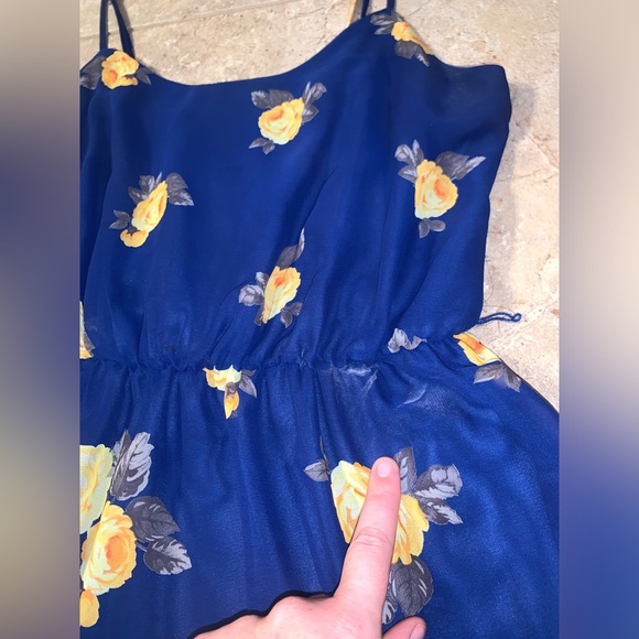 🌼💙Charming Charlie Blue and Yellow Floral Mini Dress - Adjustable Straps - - Picture 13 of 15